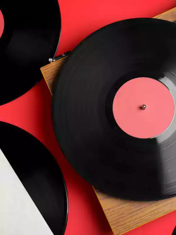 vinly_record_album_cover_on_red_background