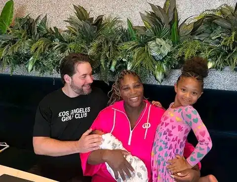 Serena with her new born and family